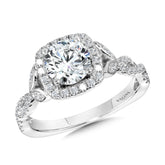 Floral-Inspired Cushion-Shaped Halo & Crisscross Diamond Engagement Ring